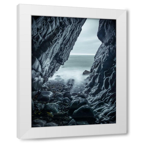 Rocky coastline of Duckpool White Modern Wood Framed Art Print by Frank, Assaf