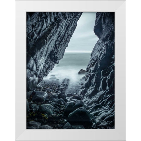 Rocky coastline of Duckpool White Modern Wood Framed Art Print by Frank, Assaf