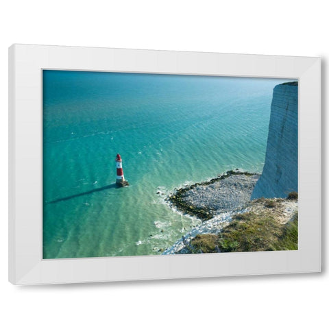 Beachy Head lighthouse White Modern Wood Framed Art Print by Frank, Assaf