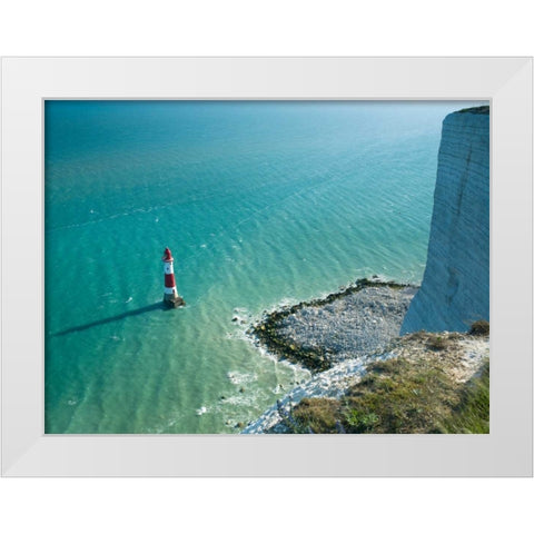 Beachy Head lighthouse White Modern Wood Framed Art Print by Frank, Assaf