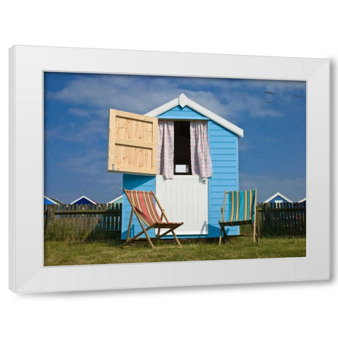 Beach Huts White Modern Wood Framed Art Print by Frank, Assaf