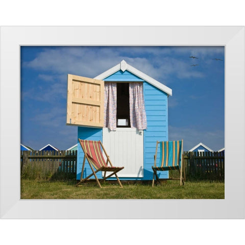 Beach Huts White Modern Wood Framed Art Print by Frank, Assaf