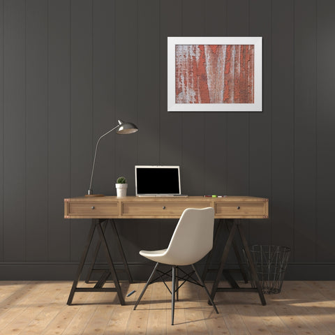 Paint on old door surface White Modern Wood Framed Art Print by Frank, Assaf