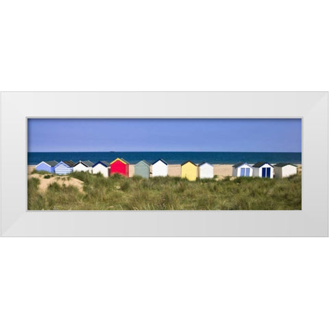 Beach huts in a row White Modern Wood Framed Art Print by Frank, Assaf