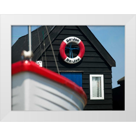 Beach huts in a row White Modern Wood Framed Art Print by Frank, Assaf