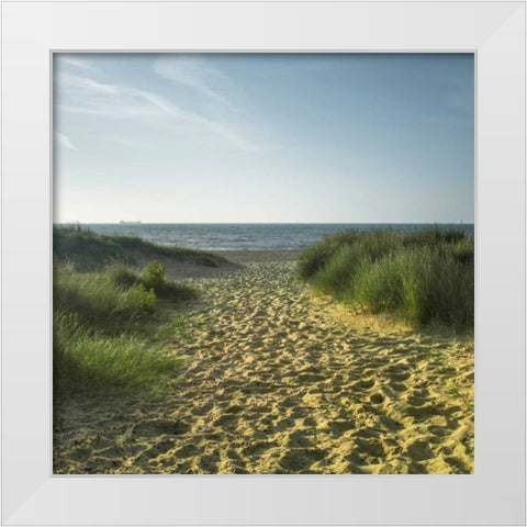 Beach huts in a row White Modern Wood Framed Art Print by Frank, Assaf