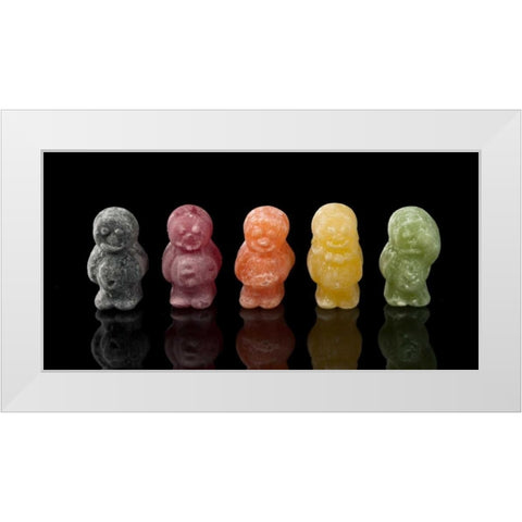 Jelly babies sweets in a row White Modern Wood Framed Art Print by Frank, Assaf