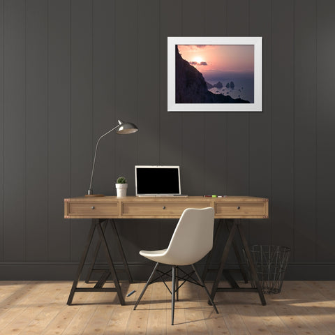 Tranquil beach White Modern Wood Framed Art Print by Frank, Assaf