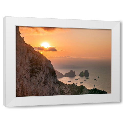 The Faraglioni Cliffs-Capri-Italy White Modern Wood Framed Art Print by Frank, Assaf
