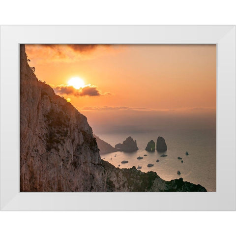 The Faraglioni Cliffs-Capri-Italy White Modern Wood Framed Art Print by Frank, Assaf