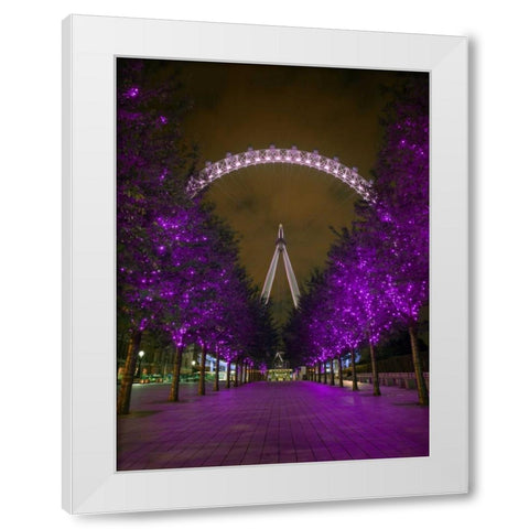 London Eye at night White Modern Wood Framed Art Print by Frank, Assaf