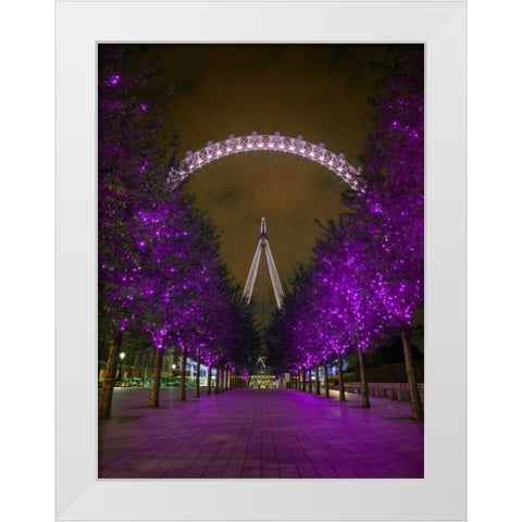 London Eye at night White Modern Wood Framed Art Print by Frank, Assaf