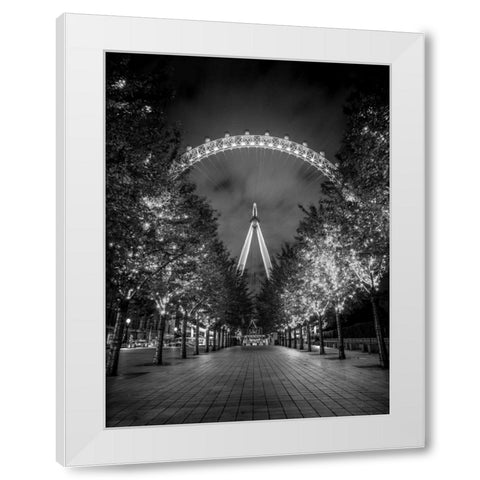 London Eye at night White Modern Wood Framed Art Print by Frank, Assaf