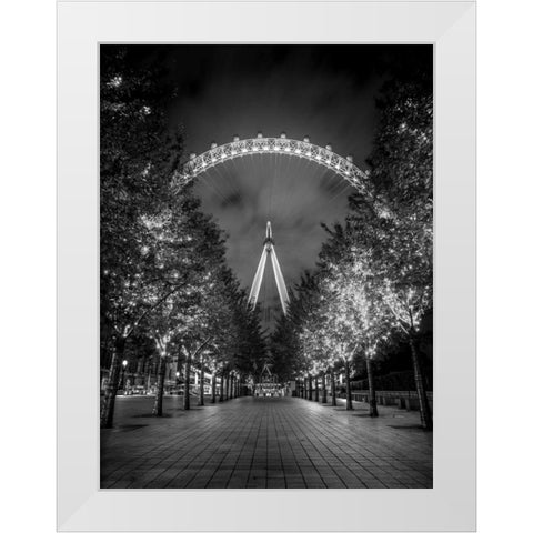 London Eye at night White Modern Wood Framed Art Print by Frank, Assaf