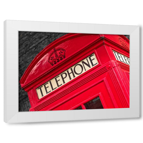 Telephone box close-up White Modern Wood Framed Art Print by Frank, Assaf