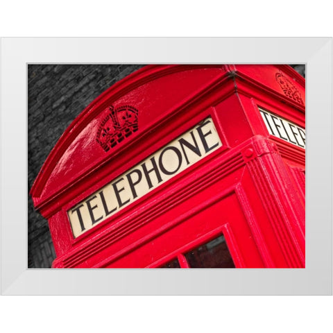 Telephone box close-up White Modern Wood Framed Art Print by Frank, Assaf
