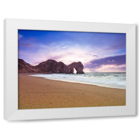 Tranquil beach White Modern Wood Framed Art Print by Frank, Assaf