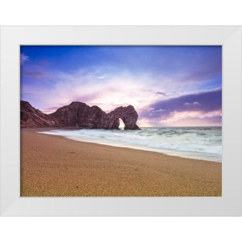 Tranquil beach White Modern Wood Framed Art Print by Frank, Assaf
