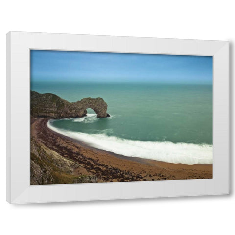 Durdle Door sea arch, Dorset White Modern Wood Framed Art Print by Frank, Assaf