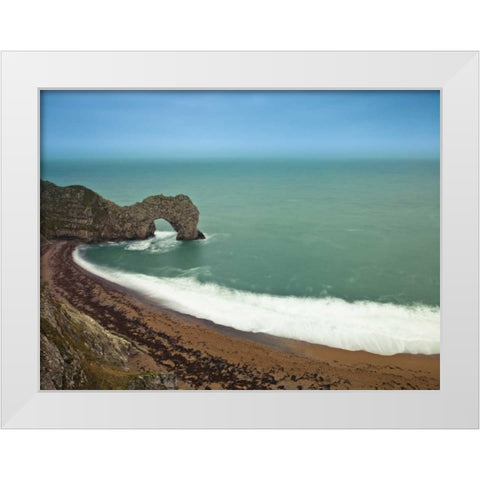 Durdle Door sea arch, Dorset White Modern Wood Framed Art Print by Frank, Assaf