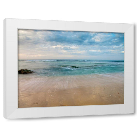 Sandy Beach White Modern Wood Framed Art Print by Frank, Assaf