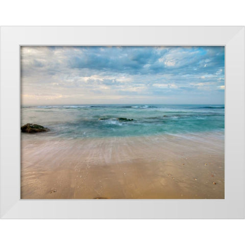 Sandy Beach White Modern Wood Framed Art Print by Frank, Assaf
