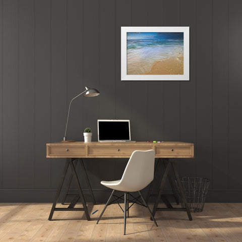 Sandy Beach White Modern Wood Framed Art Print by Frank, Assaf
