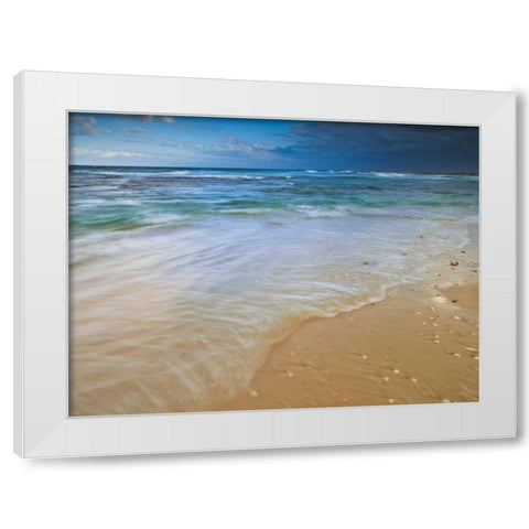 Sandy Beach White Modern Wood Framed Art Print by Frank, Assaf
