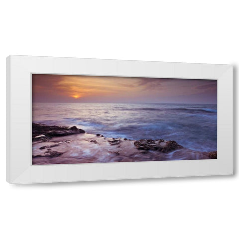 Sunset over Palmachim beach, Israel White Modern Wood Framed Art Print by Frank, Assaf
