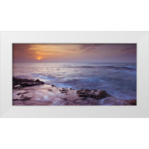 Sunset over Palmachim beach, Israel White Modern Wood Framed Art Print by Frank, Assaf