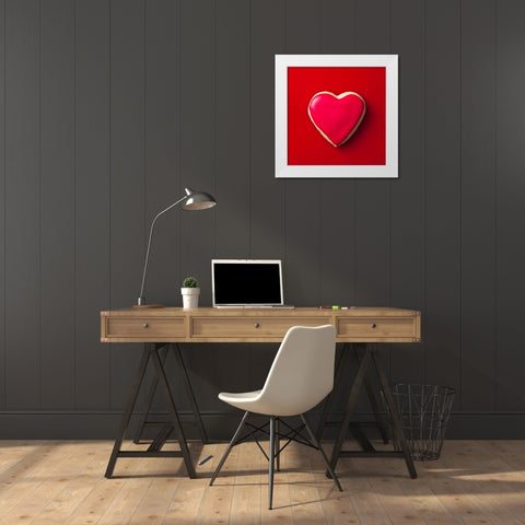 Heart shaped cookies White Modern Wood Framed Art Print by Frank, Assaf