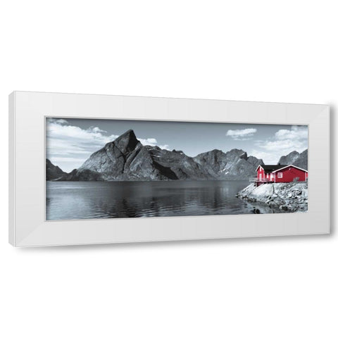 Fishing huts on the waterfront, Lofoten, Norway White Modern Wood Framed Art Print by Frank, Assaf