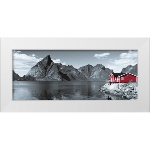 Fishing huts on the waterfront, Lofoten, Norway White Modern Wood Framed Art Print by Frank, Assaf