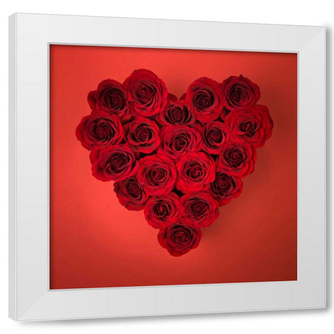 Rose flowers in heart shape White Modern Wood Framed Art Print by Frank, Assaf