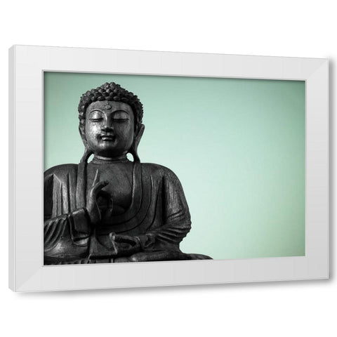 Buddha sculpture White Modern Wood Framed Art Print by Frank, Assaf