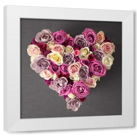 Rose Heart White Modern Wood Framed Art Print by Frank, Assaf