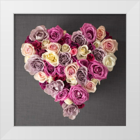 Rose Heart White Modern Wood Framed Art Print by Frank, Assaf