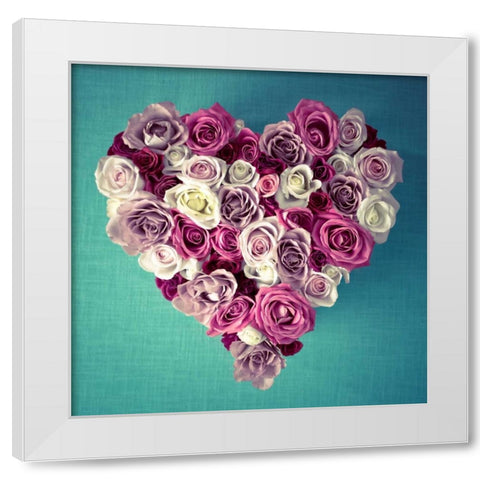 Rose Heart White Modern Wood Framed Art Print by Frank, Assaf