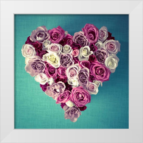 Rose Heart White Modern Wood Framed Art Print by Frank, Assaf