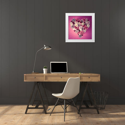 Rose Heart White Modern Wood Framed Art Print by Frank, Assaf