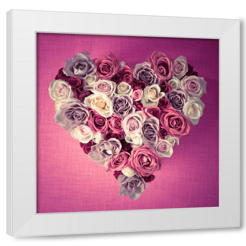 Rose Heart White Modern Wood Framed Art Print by Frank, Assaf