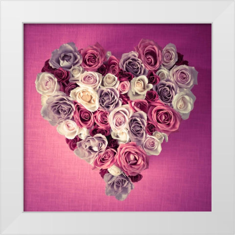 Rose Heart White Modern Wood Framed Art Print by Frank, Assaf