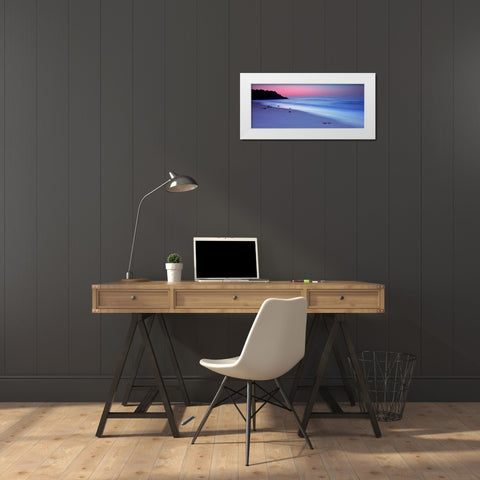 Beach sunset White Modern Wood Framed Art Print by Frank, Assaf