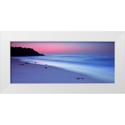 Beach sunset White Modern Wood Framed Art Print by Frank, Assaf