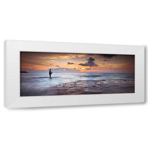 Tranquil beach White Modern Wood Framed Art Print by Frank, Assaf