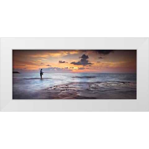 Tranquil beach White Modern Wood Framed Art Print by Frank, Assaf