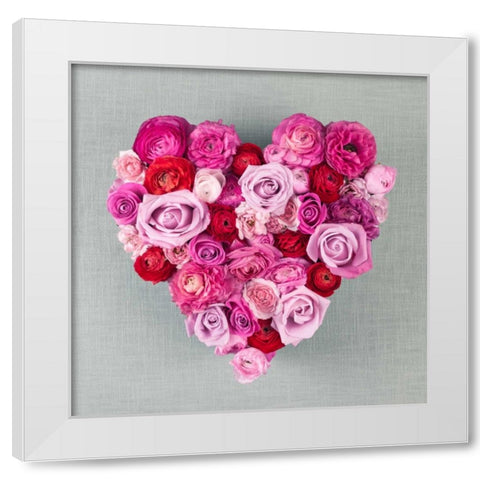 Rose Heart White Modern Wood Framed Art Print by Frank, Assaf