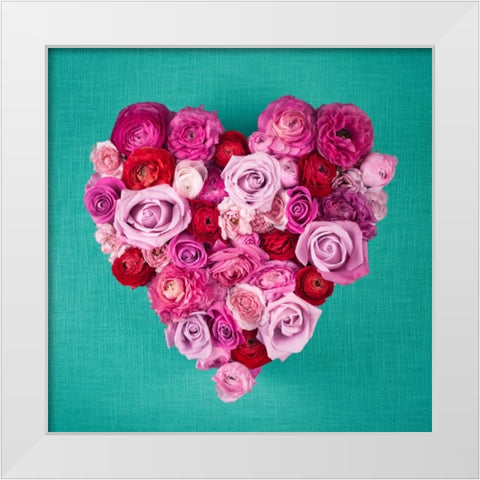 Rose Heart White Modern Wood Framed Art Print by Frank, Assaf