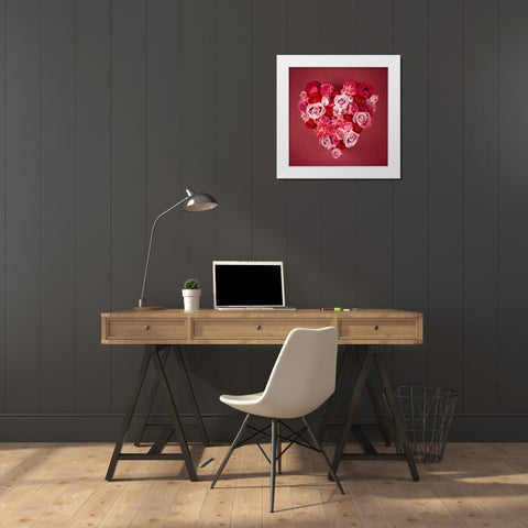 Rose Heart White Modern Wood Framed Art Print by Frank, Assaf