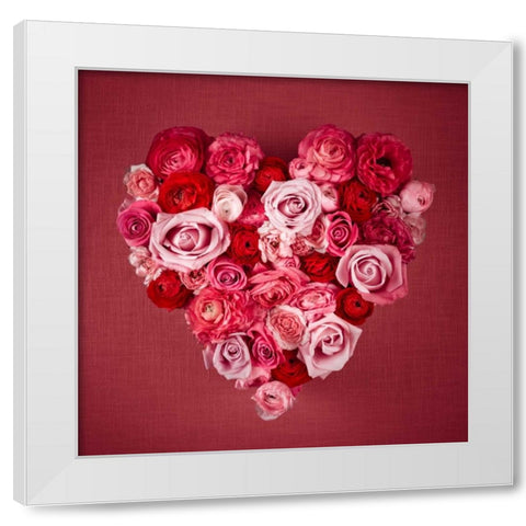 Rose Heart White Modern Wood Framed Art Print by Frank, Assaf